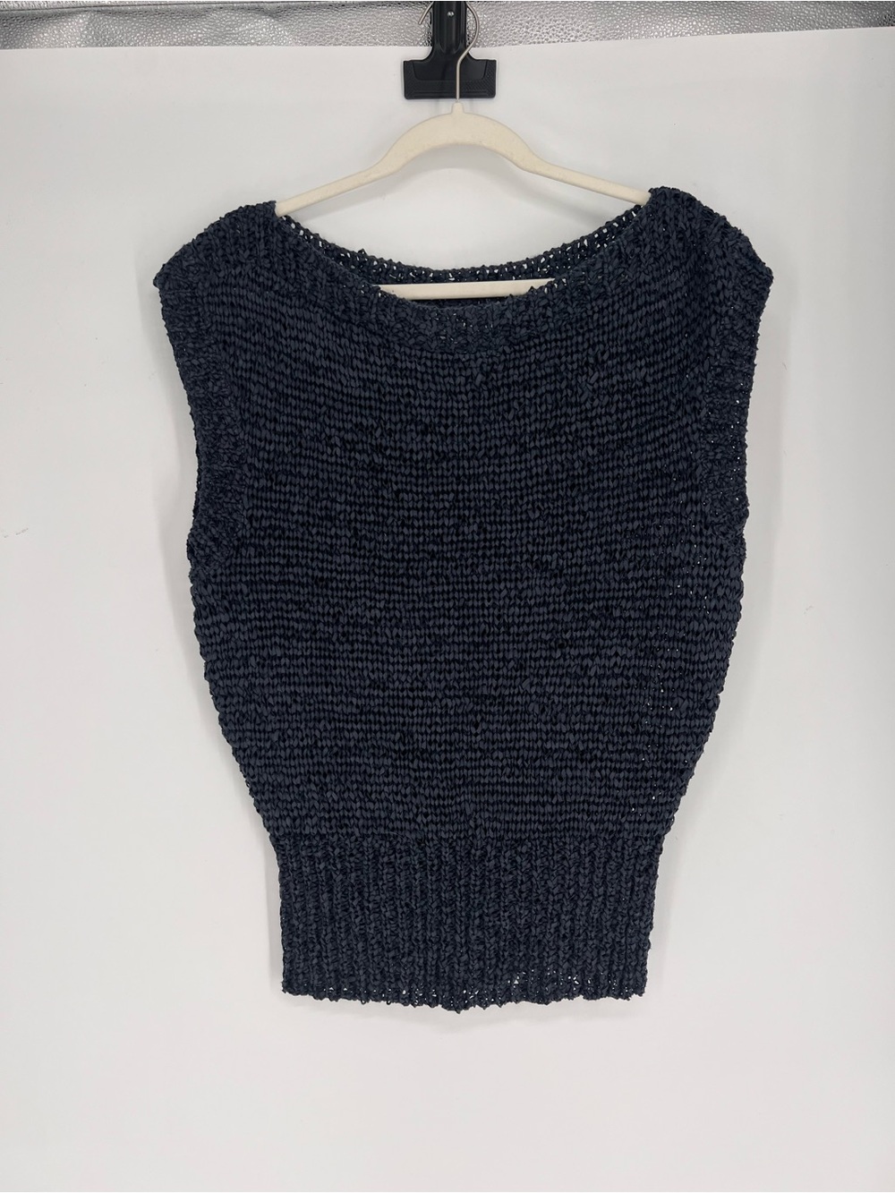 Brochu Walker Navy Hand-Knit Sleeveless Long Length Nautical Designer Tank M